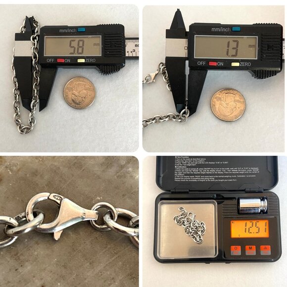 Solid Sterling Silver 925 5.8MM Oval Cable Chain Charm Bracelet 7.75" - Picture 10 of 16